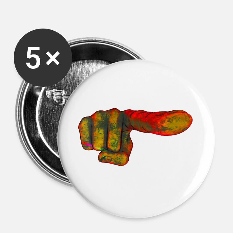 Color explosion index finger - Buttons large 2.2''/56 mm (5-pack) - white