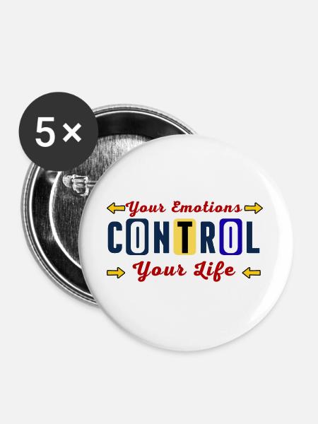 Emotionen bestimmen dein Leben - Buttons groß 56 mm (5er Pack) - Weiß