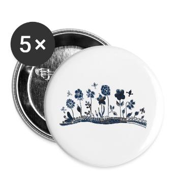 Blumen - Buttons groß 56 mm (5er Pack) - Weiß - Vorne