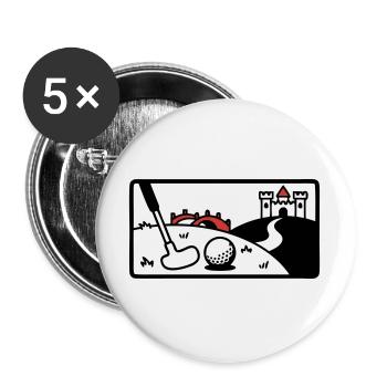 Minigolf Retro Cartoon Golfball JGA Team - Buttons groß 56 mm (5er Pack) - Weiß - Vorne