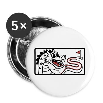 Minigolf Retro Cartoon Golfball JGA Team - Buttons groß 56 mm (5er Pack) - Weiß - Vorne