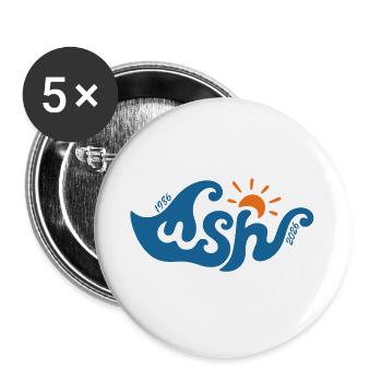 40e anniversaire de Windsurfing Blue Wave - Lot de 5 grands badges (56 mm) - blanc - Devant