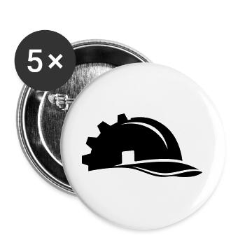 Bauarbeiter Helm Zahnrad und Haus - Buttons groß 56 mm (5er Pack) - Weiß - Vorne