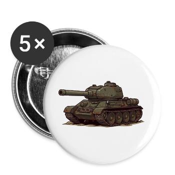 T-34 Cartoon Tank Illustration RCCX - Buttons large 2.2''/56 mm (5-pack) - white - Front