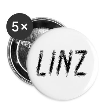 Linz, Österreich – Brush Stroke City Black - Buttons groß 56 mm (5er Pack) - Weiß - Vorne