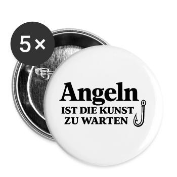 Angeln ist die Kunst zu warten – Angel-Design - Buttons groß 56 mm (5er Pack) - Weiß - Vorne