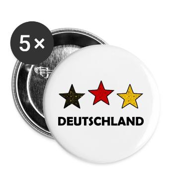 Drei farbige Sterne Deutschland - Buttons groß 56 mm (5er Pack) - Weiß - Vorne