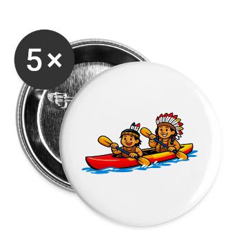 Indians paddling - Buttons large 2.2''/56 mm (5-pack) - white - Front