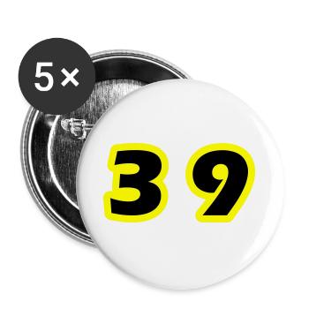 39 Number Symbol - Buttons large 2.2''/56 mm (5-pack) - white - Front