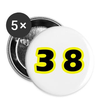 Symbole du chiffre 38 - Lot de 5 grands badges (56 mm) - blanc - Devant