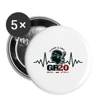 GR20 randonnée Corse trekking - Lot de 5 grands badges (56 mm) - blanc - Devant