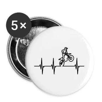 Heartbeat Motocross - Lot de 5 grands badges (56 mm) - blanc - Devant