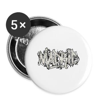 Madrid Graffiti Hip Hop - Buttons large 2.2''/56 mm (5-pack) - white - Front