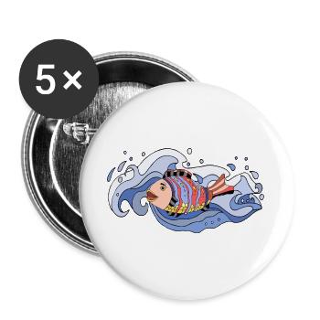 fish - Buttons large 2.2''/56 mm (5-pack) - white - Front