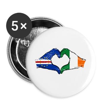 Kap Verde Irland Flagge Hände Herzform used - Buttons groß 56 mm (5er Pack) - Weiß - Vorne