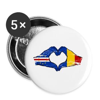 Drapeau du Cap-Vert Roumanie en forme de cœur utilisé - Lot de 5 grands badges (56 mm) - blanc - Devant