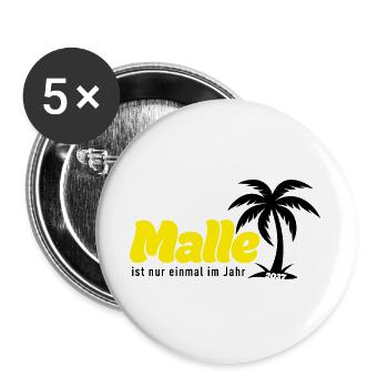 Malle ist nur einmal im Jahr 2027 – gelb - Buttons groß 56 mm (5er Pack) - Weiß - Vorne