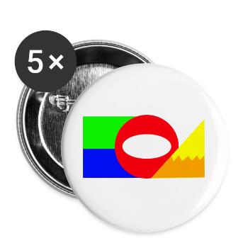Composition des blocs de couleurs de la géométrie néon - Lot de 5 grands badges (56 mm) - blanc - Devant