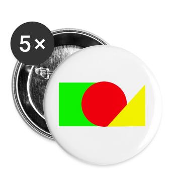 Red circle meets green-yellow - Buttons large 2.2''/56 mm (5-pack) - white - Front