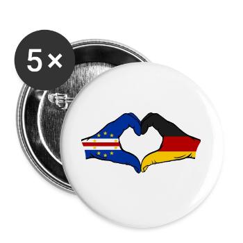 Mains du drapeau allemand du Cap-Vert en forme de cœur utilisées - Lot de 5 grands badges (56 mm) - blanc - Devant
