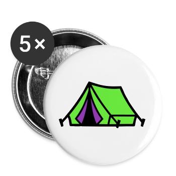 Festival Zelt Camping Icon - Buttons groß 56 mm (5er Pack) - Weiß - Vorne