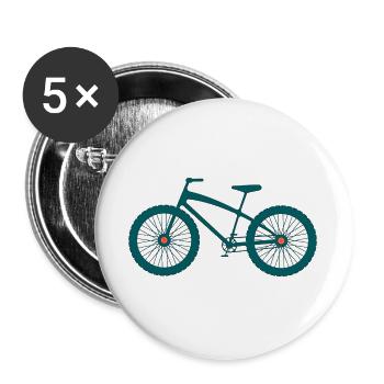 Mountainbike Fahrrad Silhouette Design - Buttons groß 56 mm (5er Pack) - Weiß - Vorne