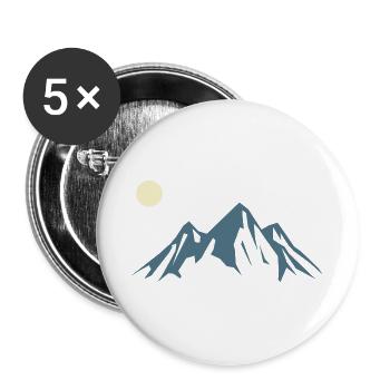 Lever de soleil en silhouette de montagne - Lot de 5 grands badges (56 mm) - blanc - Devant
