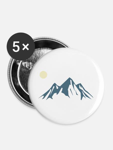Bergsilhouette Sonnenaufgang - Buttons groß 56 mm (5er Pack) - Weiß