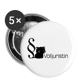 Jura Katze Volljuristin - Buttons groß 56 mm (5er Pack) - Weiß - Vorne