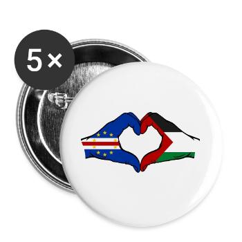 Kap Verde Palaestina Flagge Hände Herzform - Buttons groß 56 mm (5er Pack) - Weiß - Vorne