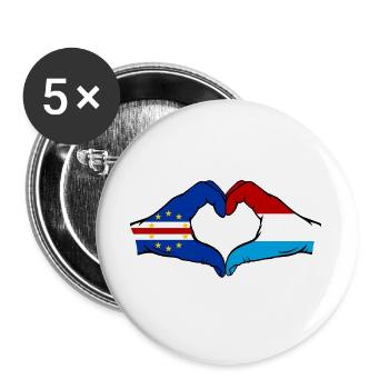 Drapeau du Luxembourg du Cap-Vert Mains en forme de cœur - Lot de 5 grands badges (56 mm) - blanc - Devant