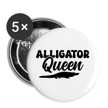 Alligator Queen Reptilien Fan - Buttons groß 56 mm (5er Pack) - Weiß - Vorne
