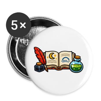 Mondschein Bibliothek der Alchemie - Buttons groß 56 mm (5er Pack) - Weiß - Vorne
