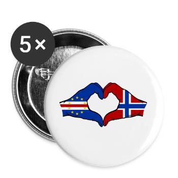 Kap Verde Norwegen Flagge Hände Herzform - Buttons groß 56 mm (5er Pack) - Weiß - Vorne