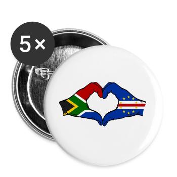 Kap Verde Südafrika Flagge Hände Herzform - Buttons groß 56 mm (5er Pack) - Weiß - Vorne