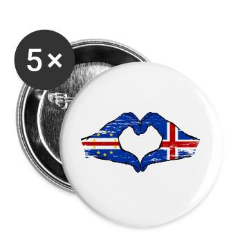 Kap Verde Island Flagge Hände Herzform used - Buttons groß 56 mm (5er Pack) - Weiß - Vorne