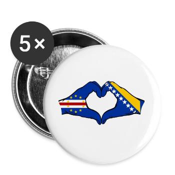Cape Verde Bosnia Flag Hands Heart Shape - Buttons large 2.2''/56 mm (5-pack) - white - Front