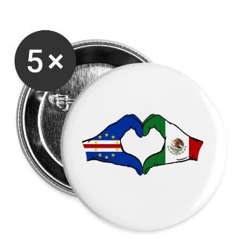 Kap Verde Mexiko Flagge Hände Herzform - Buttons groß 56 mm (5er Pack) - Weiß - Vorne