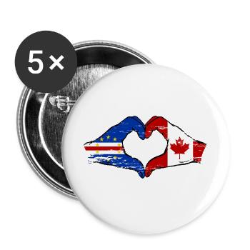 Kap Verde Kanada Flagge Hände Herzform used - Buttons groß 56 mm (5er Pack) - Weiß - Vorne