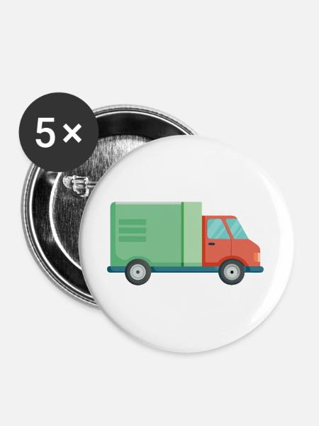 Lieferauto - Buttons groß 56 mm (5er Pack) - Weiß