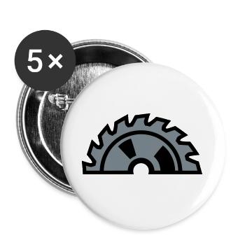 Kreissaegeblatt Halb Logo - Buttons groß 56 mm (5er Pack) - Weiß - Vorne