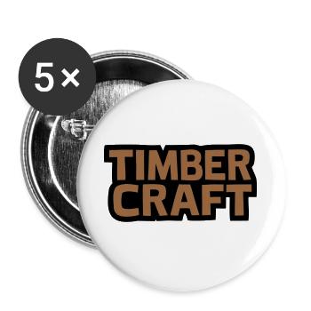 Timber Craft Schriftzug Logo - Buttons groß 56 mm (5er Pack) - Weiß - Vorne