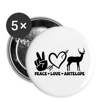 Cœur d’antilope Motif animal de paix - Lot de 5 grands badges (56 mm) - blanc - Devant