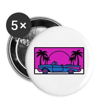 Retro 80er Auto Logo - Buttons groß 56 mm (5er Pack) - Weiß - Vorne