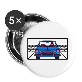 Retro Car Miami Logo - Buttons large 2.2''/56 mm (5-pack) - white - Front