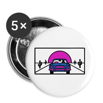 Desert Highway Car Logo - Buttons large 2.2''/56 mm (5-pack) - white - Front