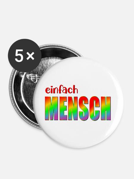 MENSCH INKLUSION VIELFALT - Buttons groß 56 mm (5er Pack) - Weiß