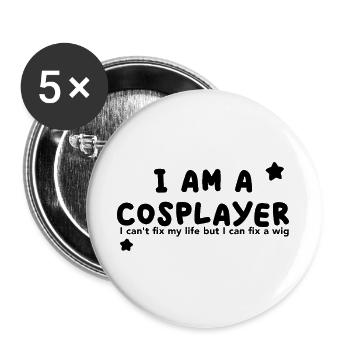 I am a Cosplayer - Buttons large 2.2''/56 mm (5-pack) - white - Front
