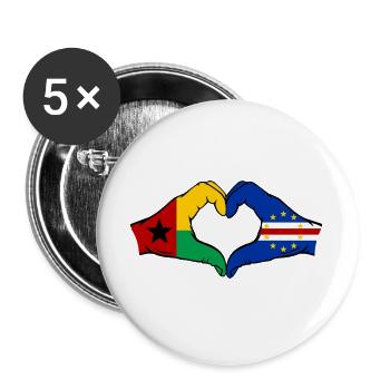 Cape Verde Guinea-Bissau Flag Hands Heart Shape - Buttons large 2.2''/56 mm (5-pack) - white - Front