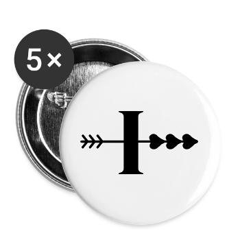 Lettre i flèche cœur - Lot de 5 grands badges (56 mm) - blanc - Devant
